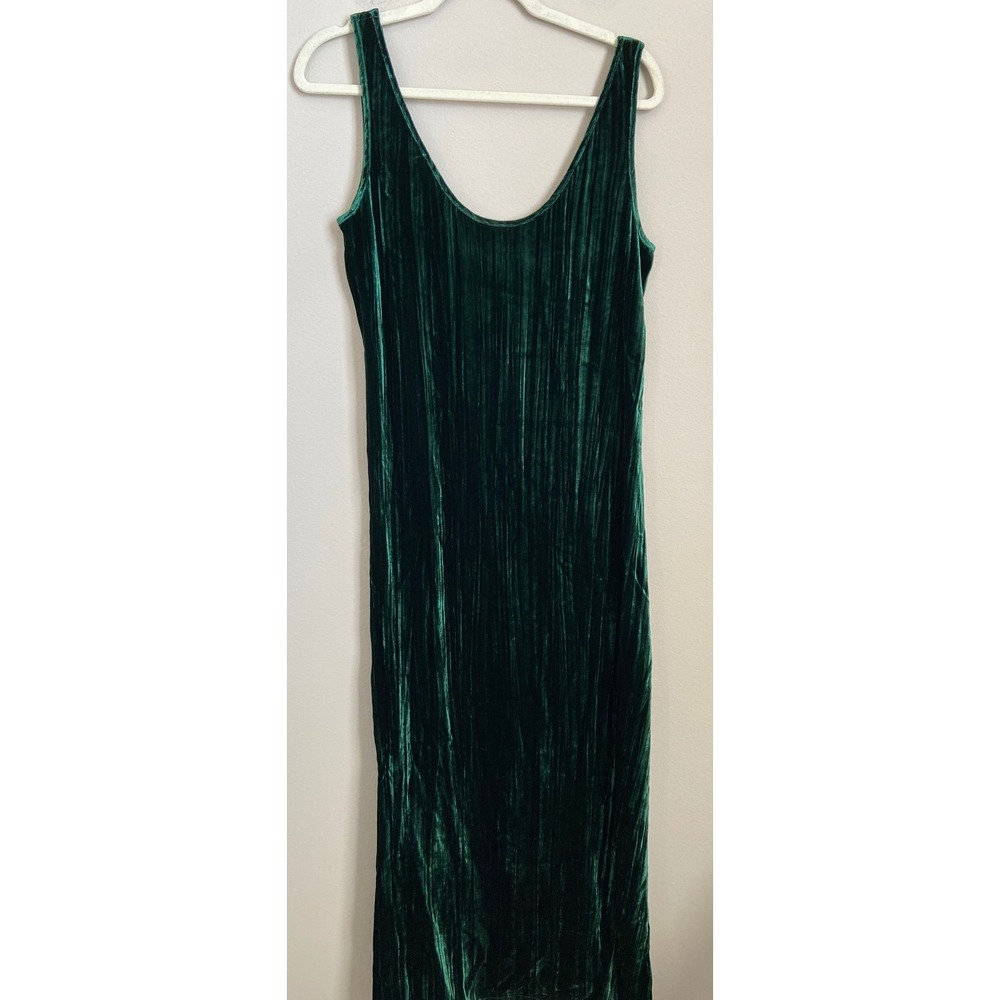 Enza Costa Velvet Maxi Dress Emerald Green Silk Viscose Sleeveless Size Medium - Picture 2 of 6